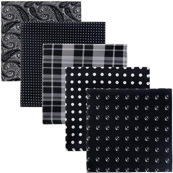 5 Piece Assorted Woven Microfiber Premium Pocket Square Gift Box Set - Picture 1 of 8